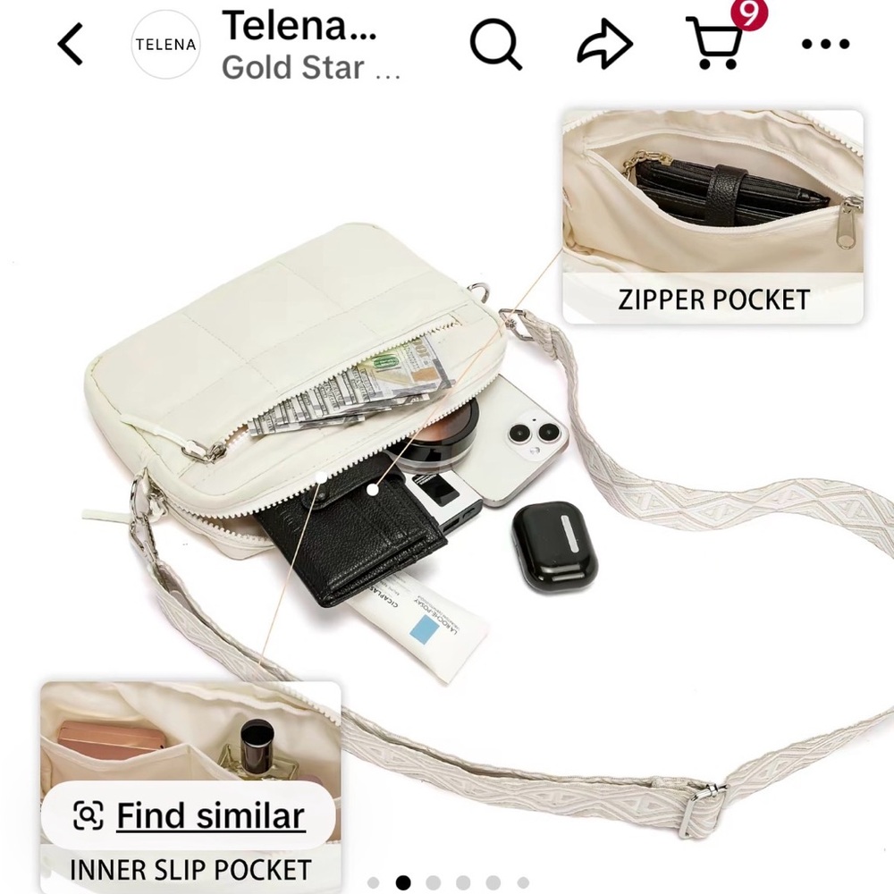 Telena Quilted Cream Crossbody w/ Pattern Strap — EUC - Picture 14 of 14